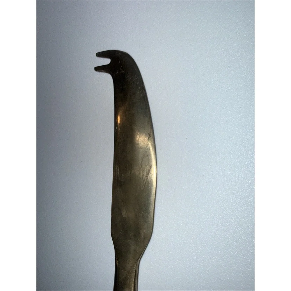 JEAN-CLAUDE JCZ1 Brass and Teak Wood Flatware Cheese Knife MCM 8.5